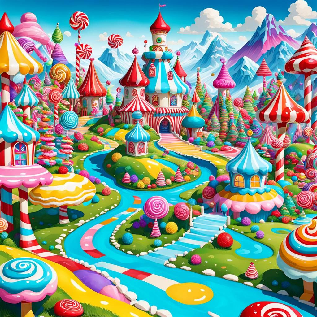 Vibrant Candyland Wonderland in Whimsical Colors