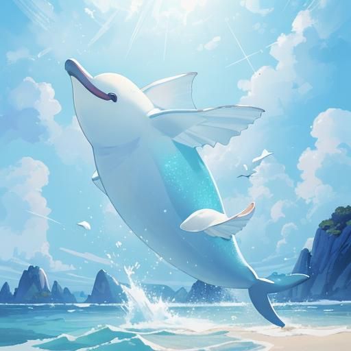 Chinese White Dolphin Applying Hand Cream in Fantasy Art