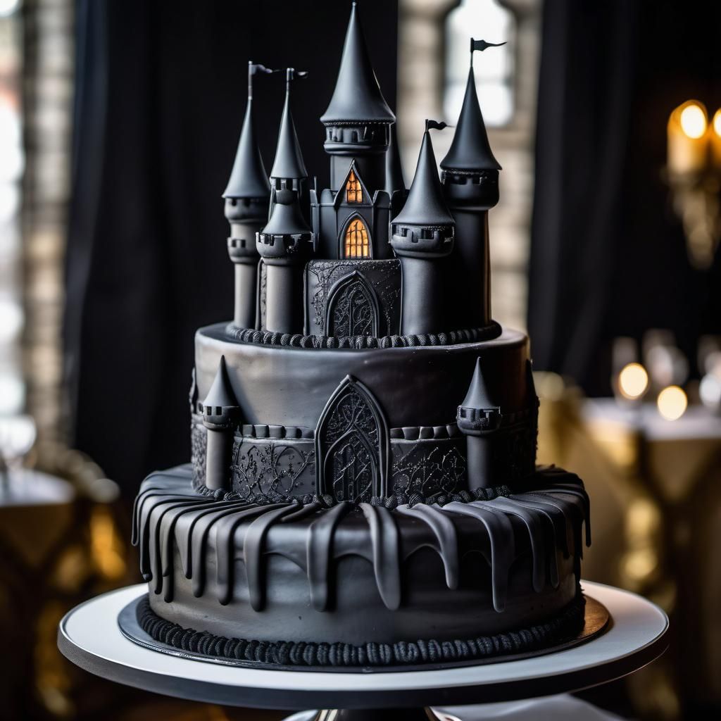 Elegant Gothic Cake Sculpture with Castle Towers