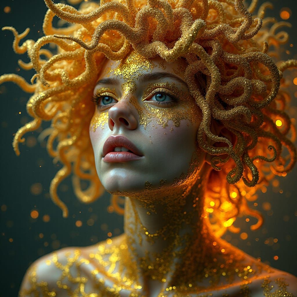 Radioactive Medusa Portrait in Neonpunk Style