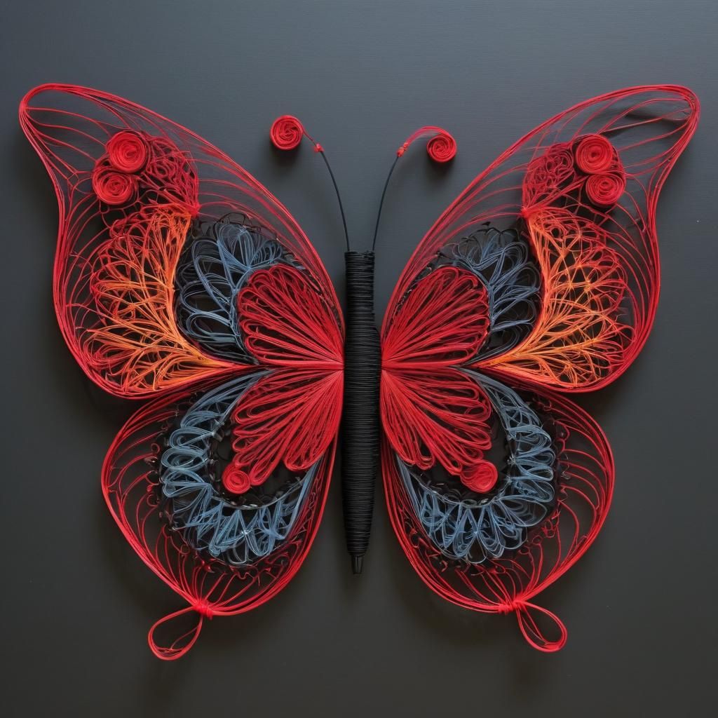 3D String Art Butterfly on Whimsical Flower
