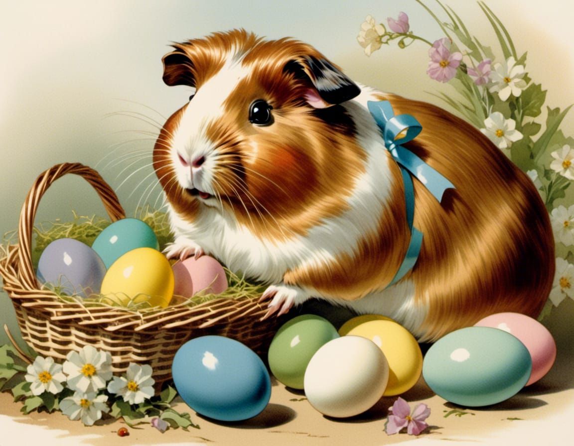 easter guinea pig with pretty bow