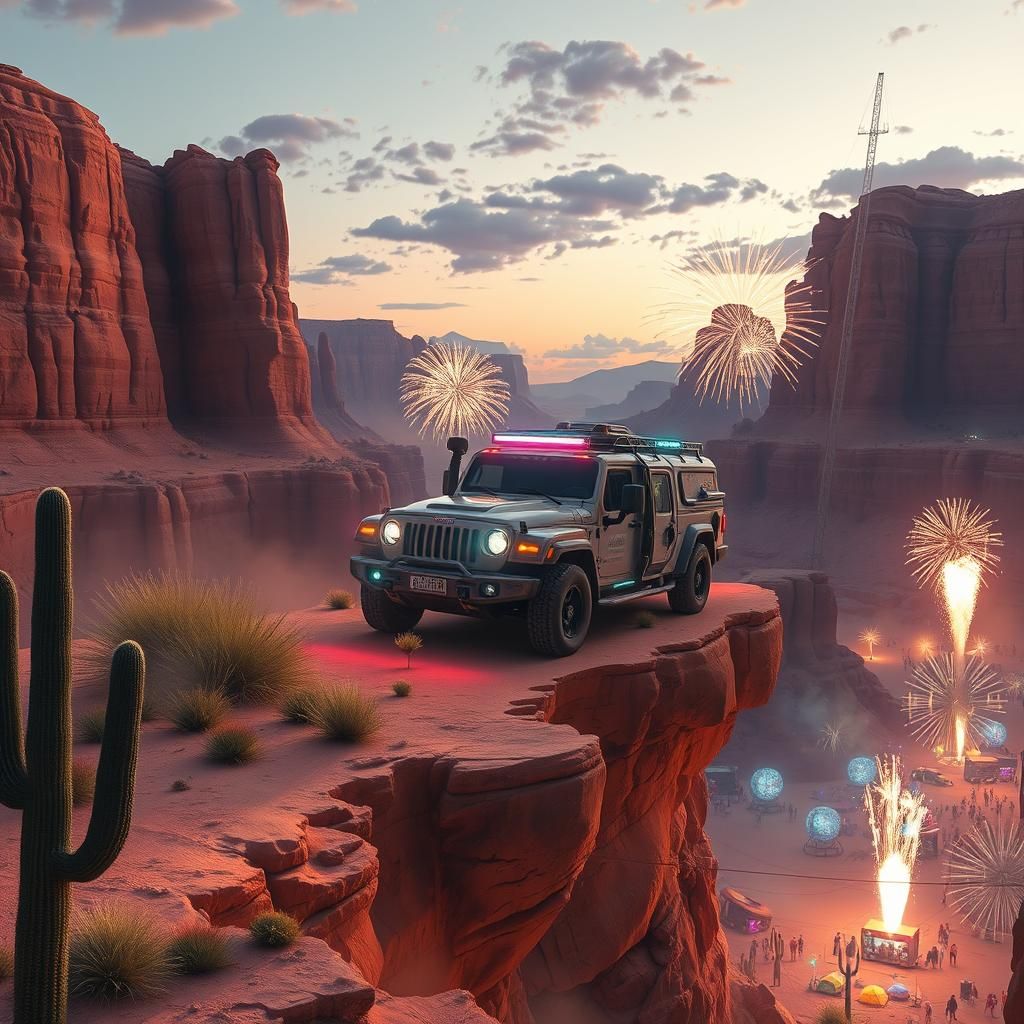 Super Truck Festival in a Canyon, Matte Painting
