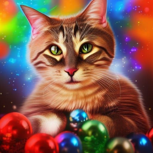 Doctor Cat's Christmas Dream: Hyperrealistic Splash Art