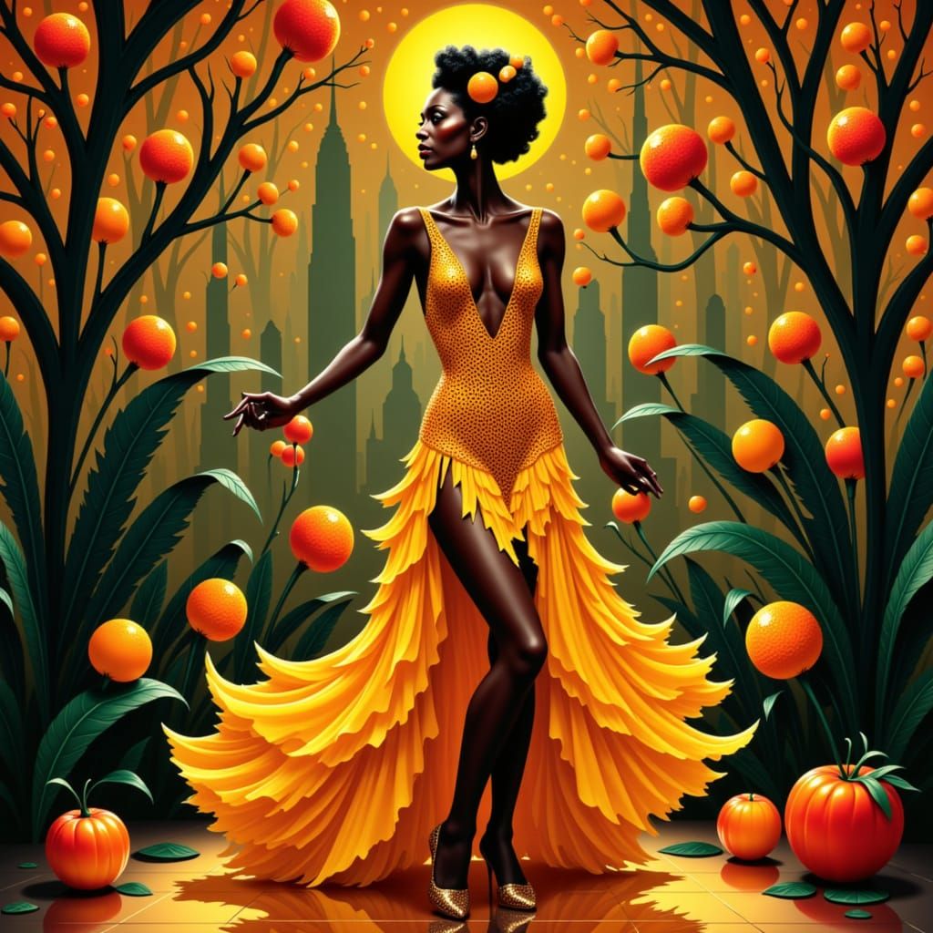 Josephine Baker in Art Deco Cabaret, Digital Illustration