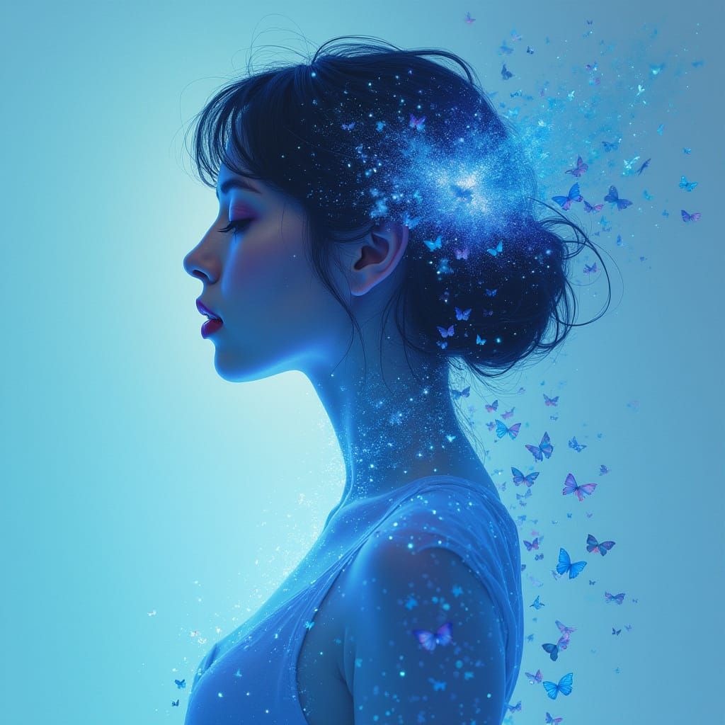 Ethereal Dreamer in Shimmering Cosmos