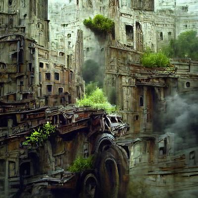 Desolate Crumbling Concrete Cityscape