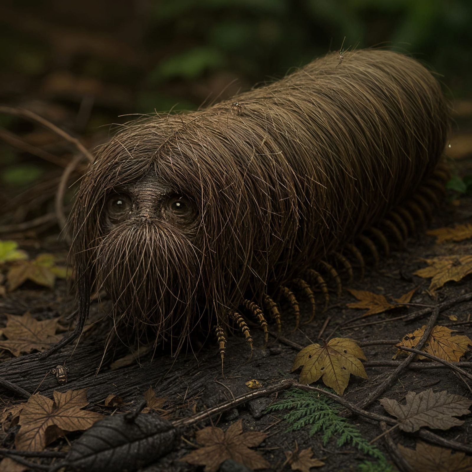 Hairy Caterpillar Insect with Human Eyes