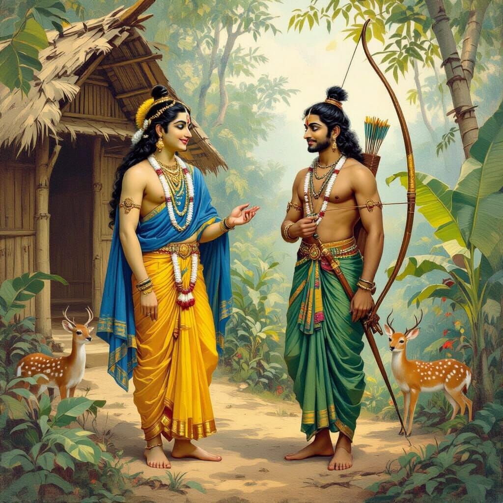 Rama and Lakshmana in Forest, Classical Indian Art
