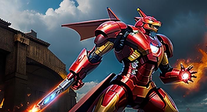 Dragon in Iron Man Exosuit