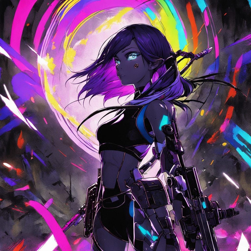 Cyborg Warrior Goddess in Desert Camouflage Armor