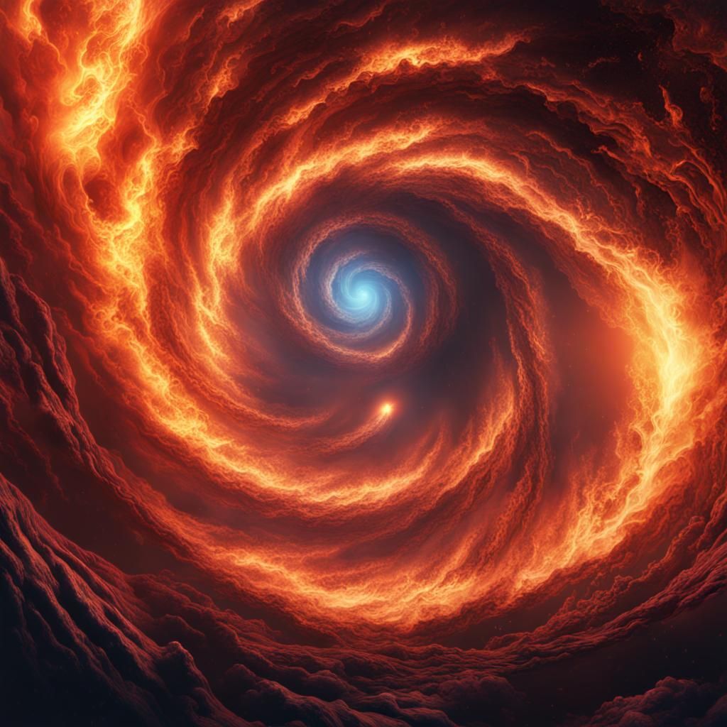 Fiery Space Vortex: Detailed Matte Painting