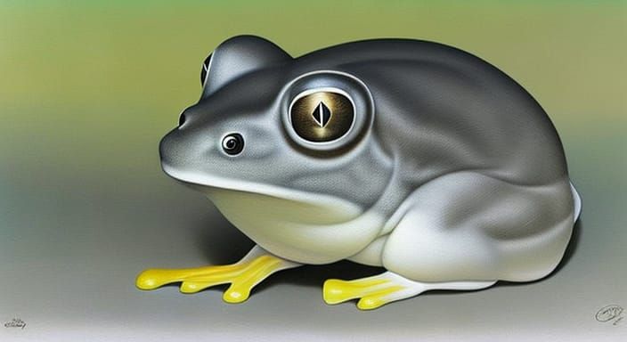 Obese Pearl Gray Desert Rain Frog in Botero Style