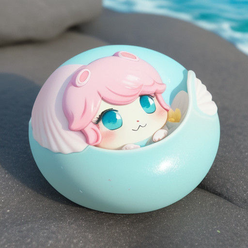 Pastel Cutepunk Shell Illustration with Whimsical Details