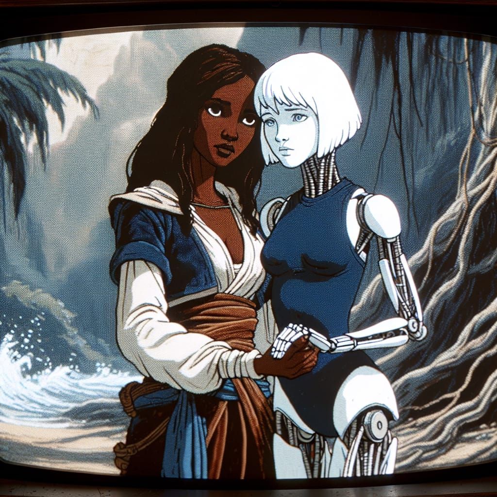 Animated Jungle Scene on Vintage Monitor