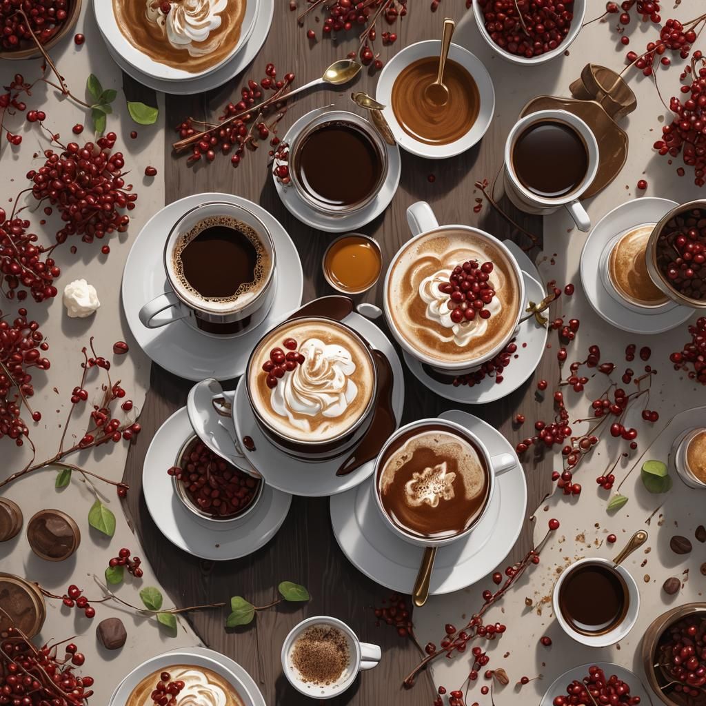 Irish Coffee and Barberry Food in 3D Anime Art