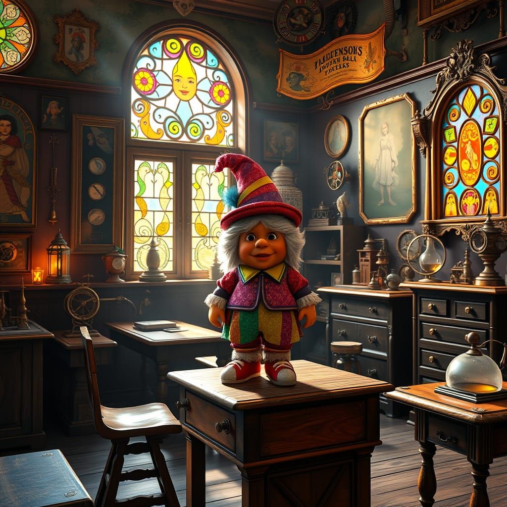 Steampunk Oompa Loompa in Whimsical Classroom
