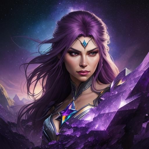 Hyperrealistic Amethyst Star on the Horizon