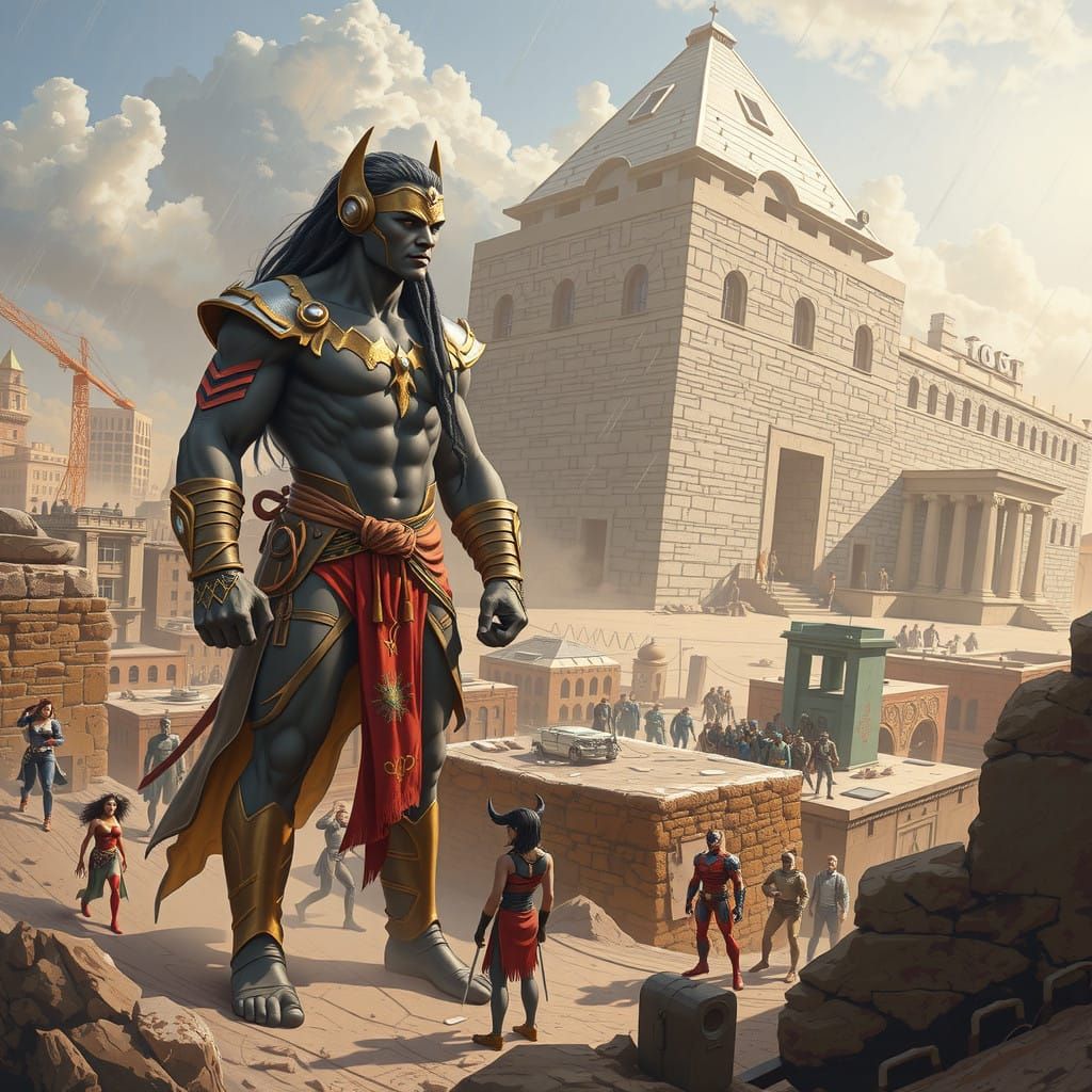 Heroes Unite in Vibrant Comic Book Cityscape