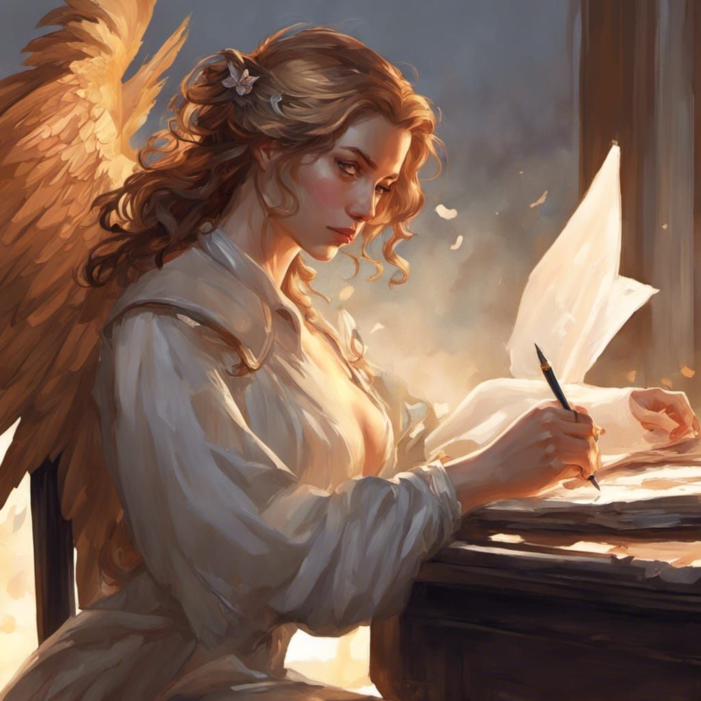 Romantic Angel Portrait in Digital Art Style