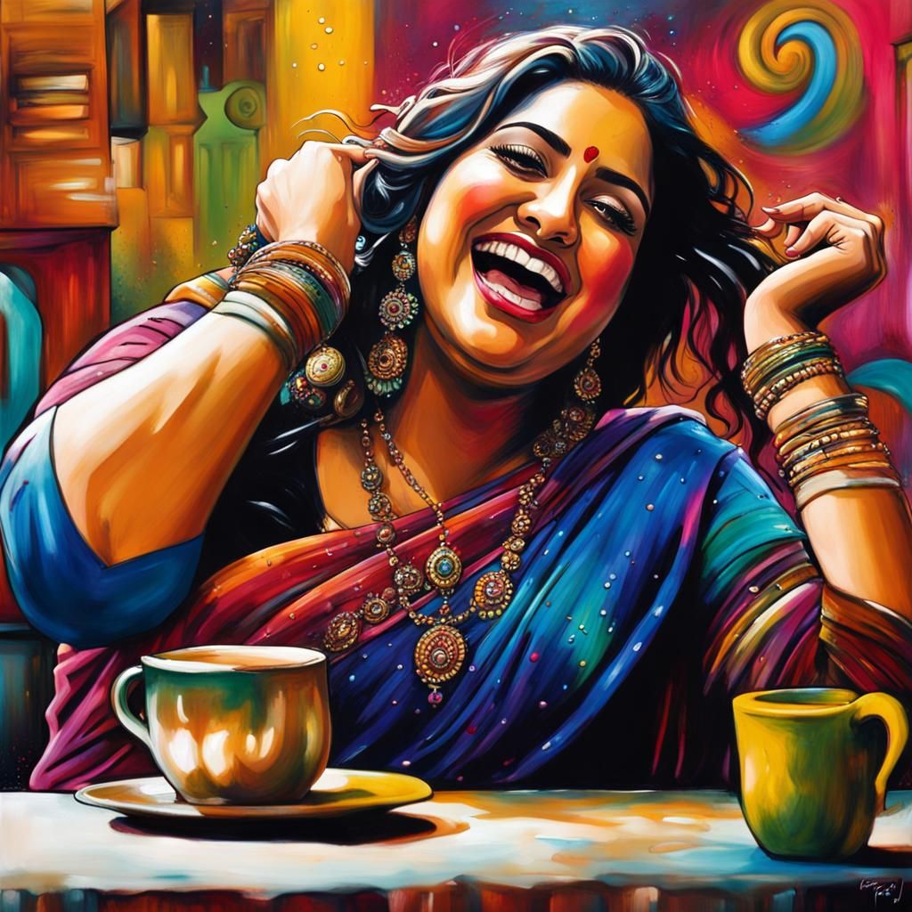 Bollywood Beauty Dancing in Café: Film Still