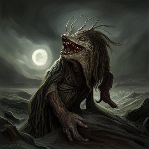 Nightmarish Deformed Monster in Gothic Horror Style