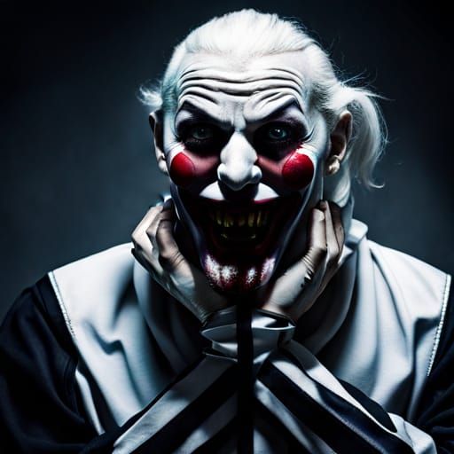 Terrifying Clown Figure in Horror Style