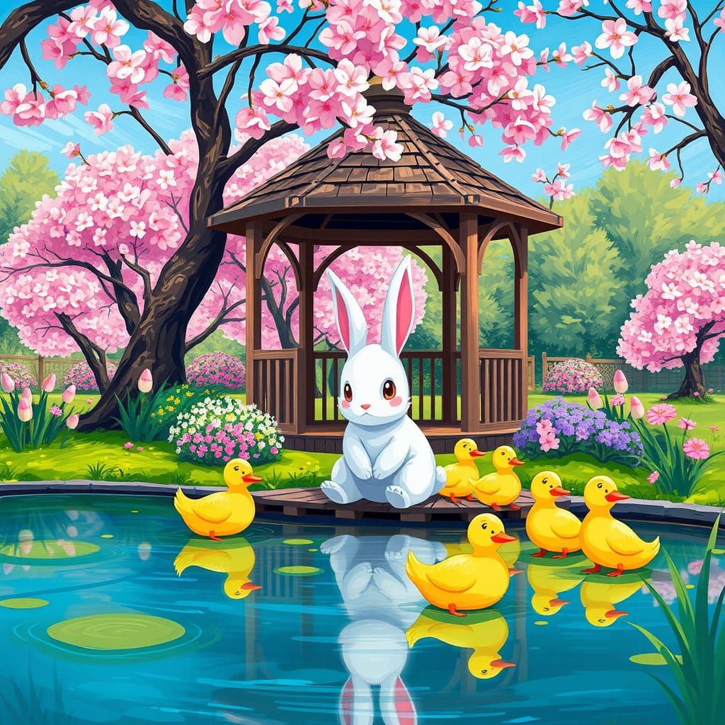 Easter Wonderland in Vibrant Neo-Impressionist Style