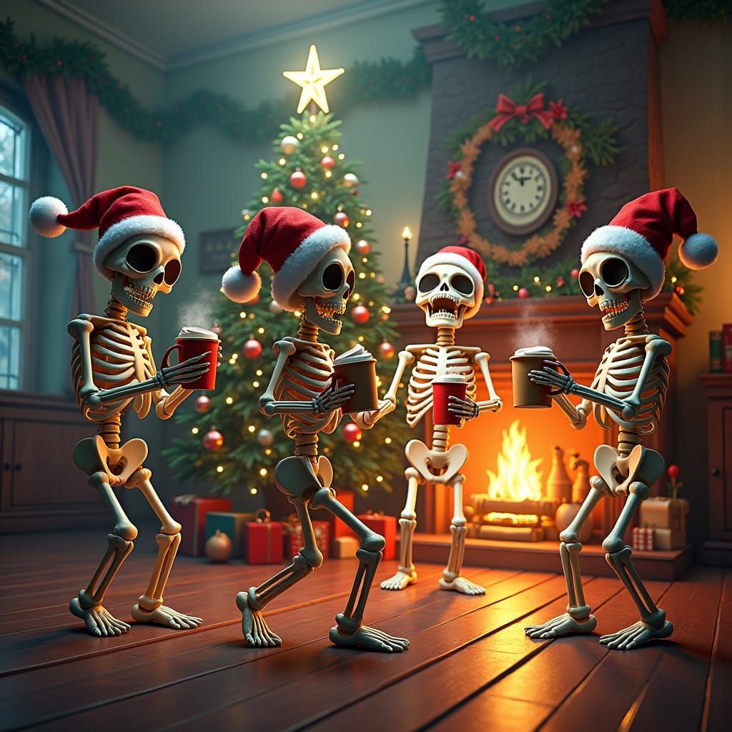 Skeletons' Christmas Party: A Joyous Holiday Scene