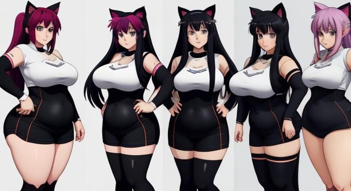 Anime Girl Weight Gain Progression in Manga Style