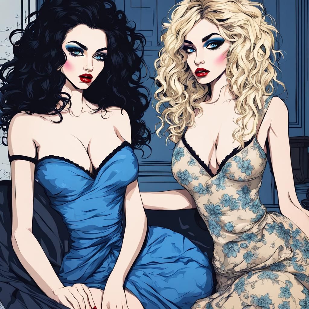 Pop Art: Beautiful Women in Luxurious Apartment