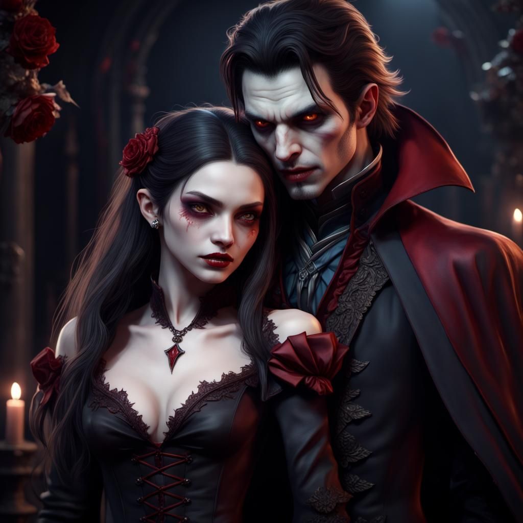 Romantic Vampire Couples: Detailed Matte Painting