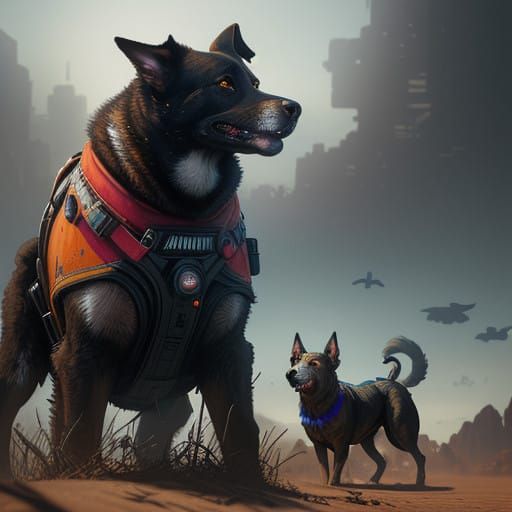 Hyperrealistic Dogs in Vibrant Human Professions