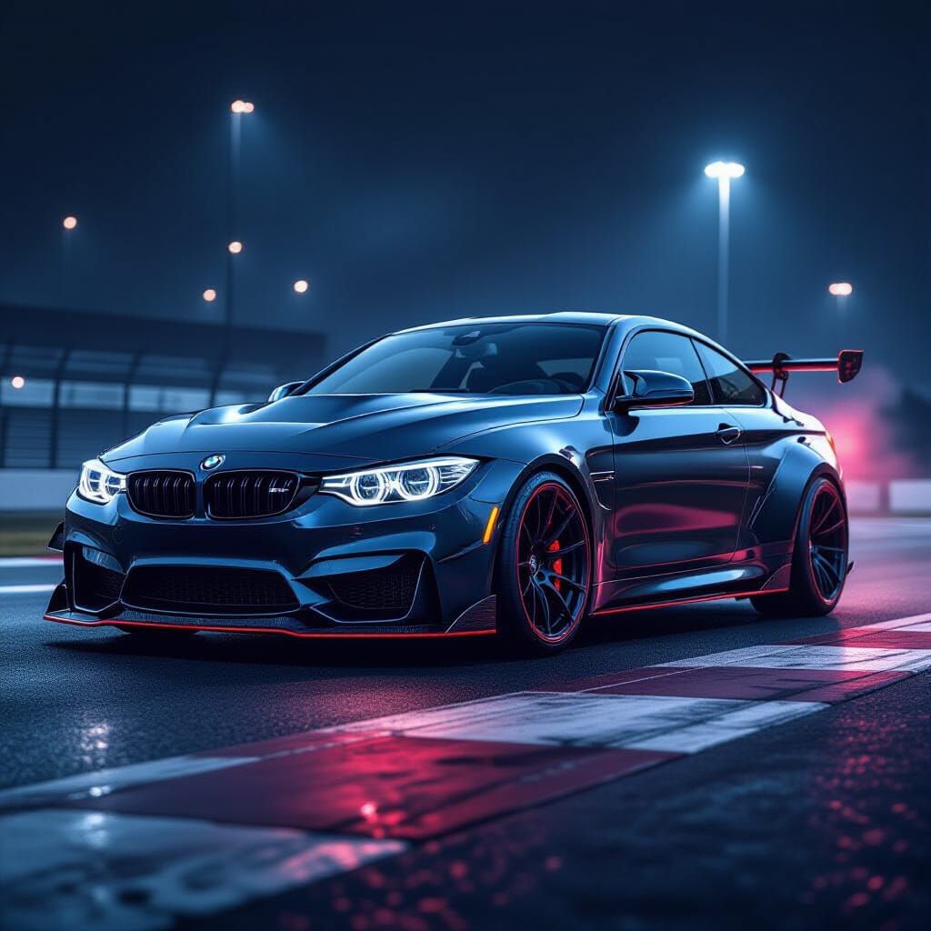 Aggressive Obsidian Black M4 BMW with Crimson Accents