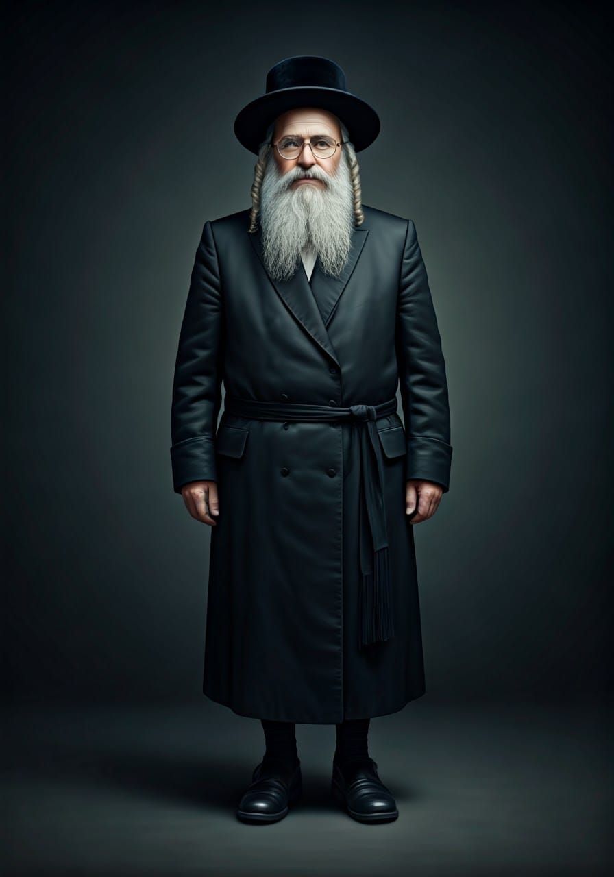 Authentic Satmar Hasidic Elder Portrait in Traditional Attir...