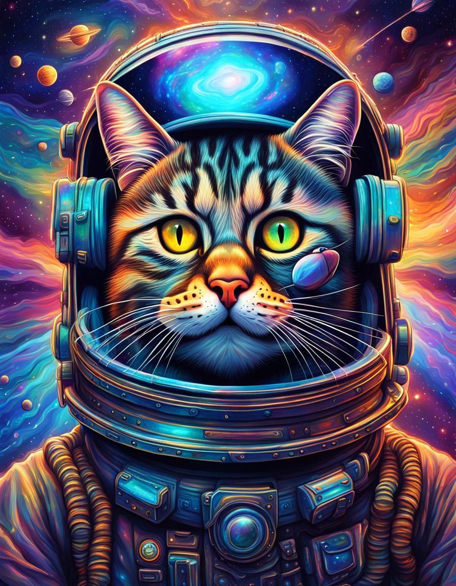 Astral Cats in Space: A Holographic Illustration