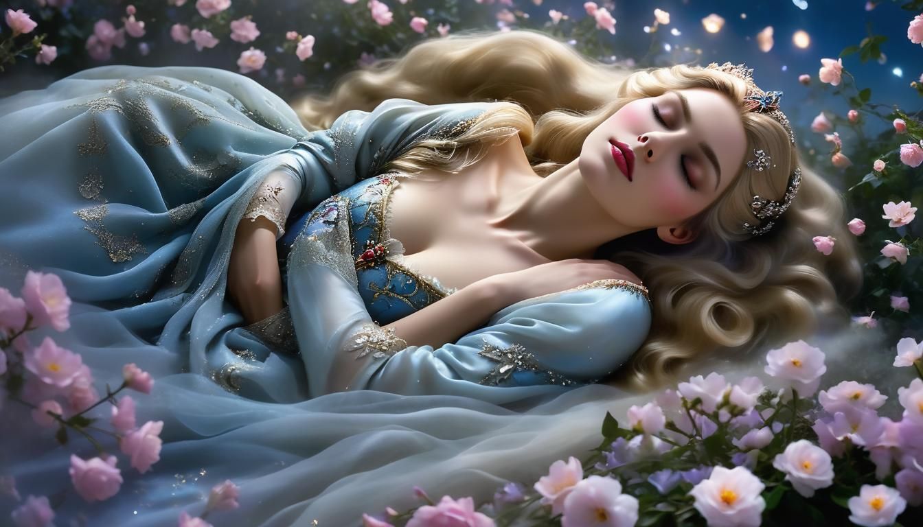 Sleeping Beauty's Kiss: A Dreamy Watercolor Painting
