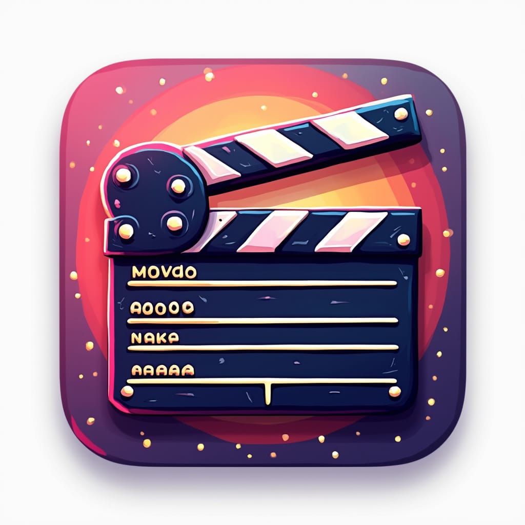 Stylized Movie Icon in Vibrant Digital Art