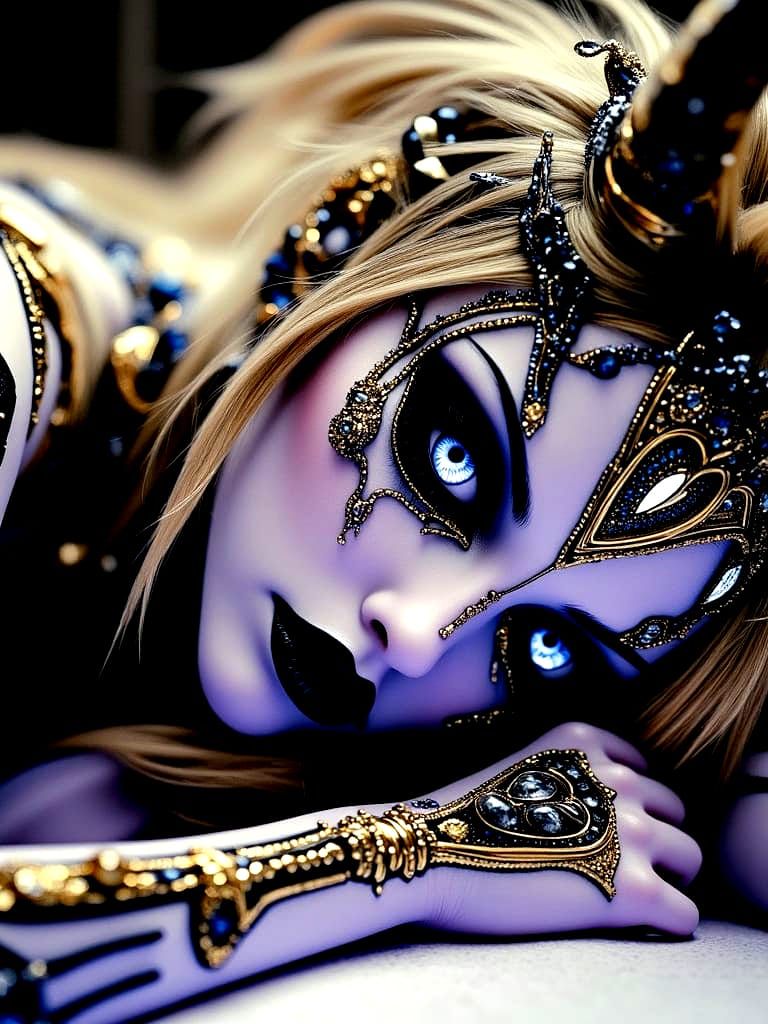 Gothic Dark Fantasy Portrait with Glowing Eyes