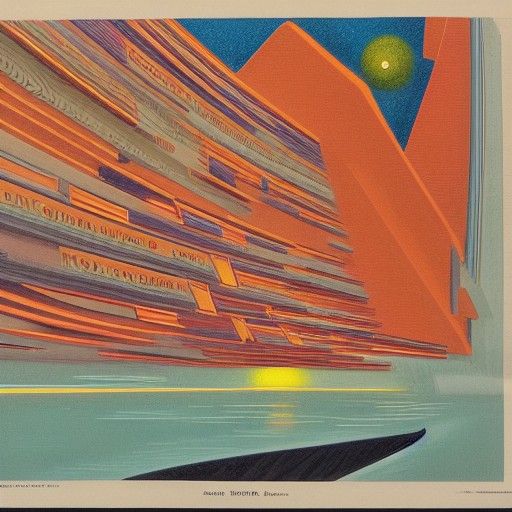 Cosmic Rocket in Brutalist Landscape, Auroracore Style