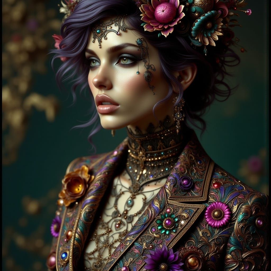 <lora:Art Nouveau Punk V2:1.0> Hyperrealistic portrait of a ...