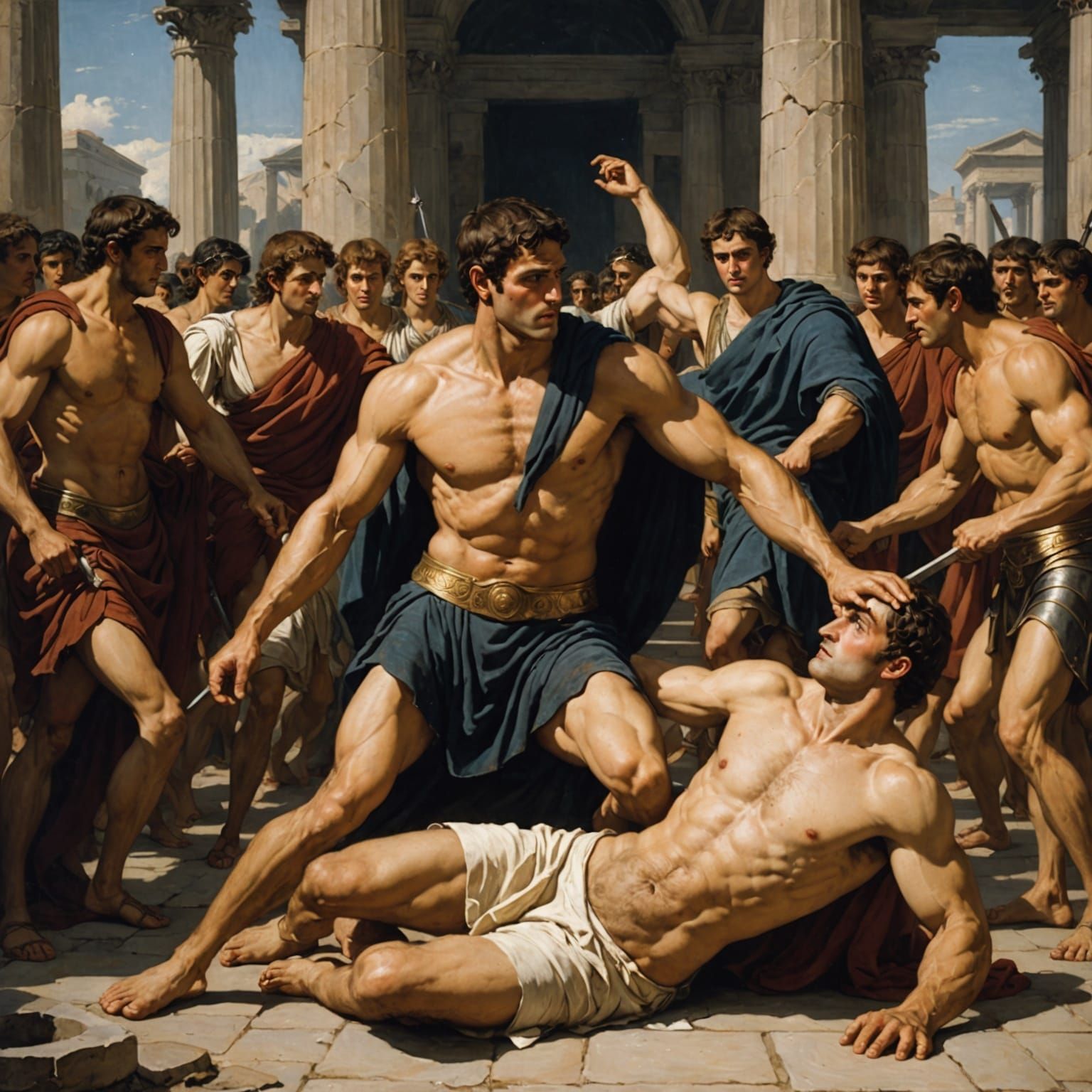 Ancient Greek Hero Theseus Falls to King Cercyon