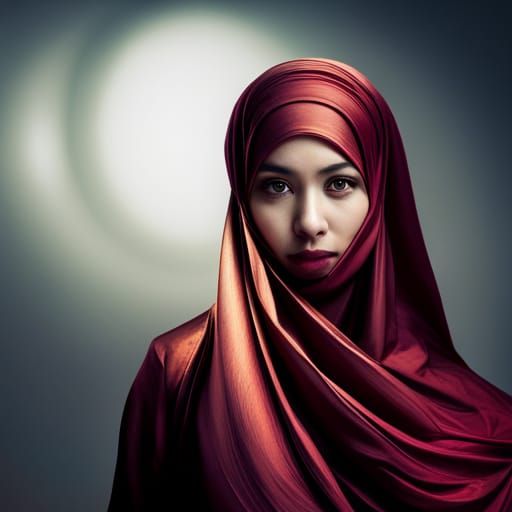 Asian Woman in Hijab with Intricate Details