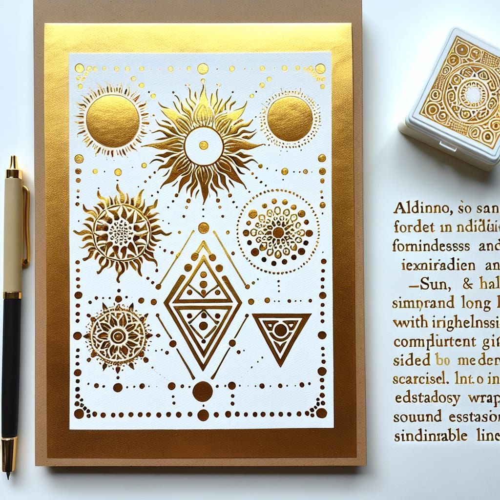 Gold Stencil Mandala with Geometric Patterns