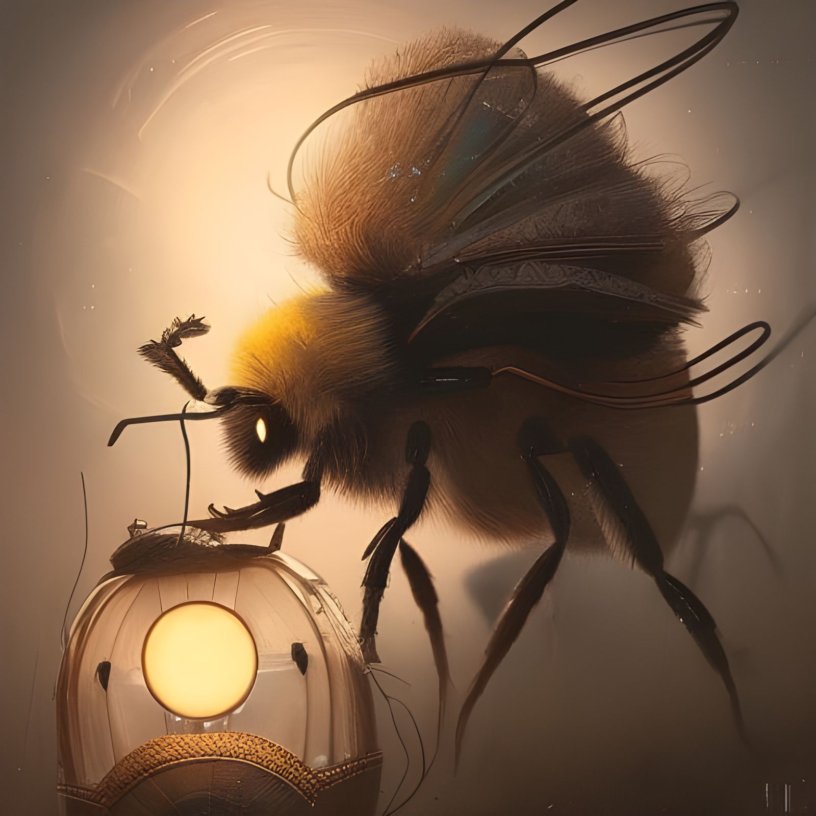 Detailed Smiling Bee in Fantasy Art Style