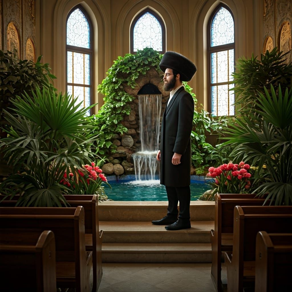 Waterfall in Synagogue Classroom: A Serene Scene