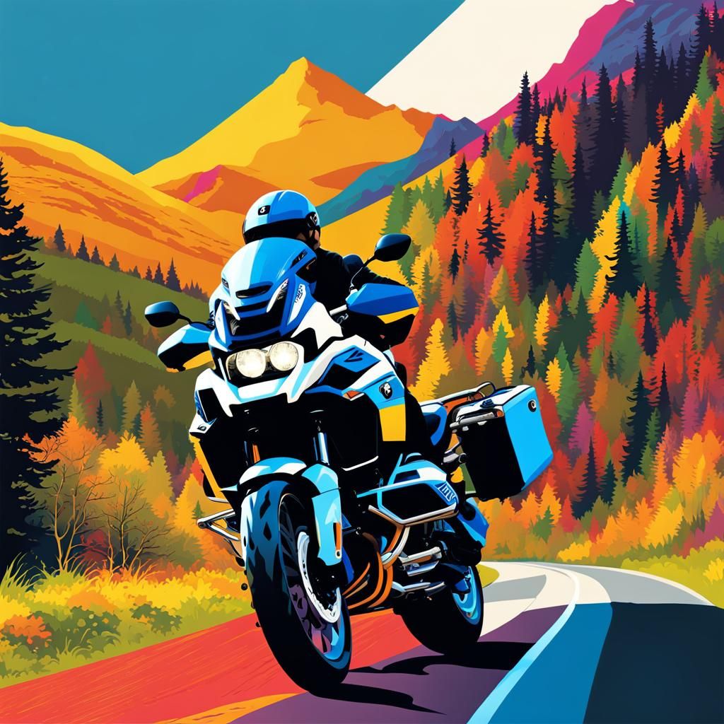 Motorcycle Rider in Pop Art Style