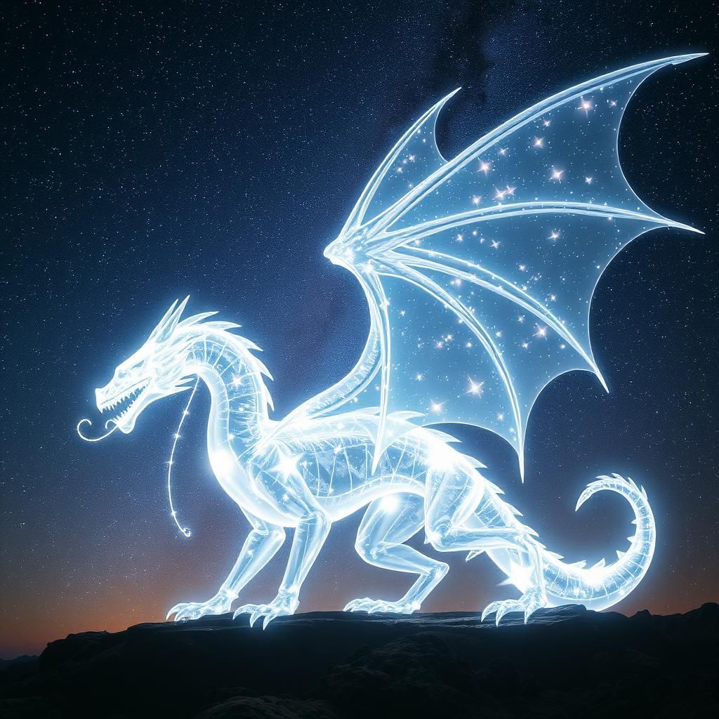 Starry Dragon Double Exposure in Ultrahyperdetailed Style