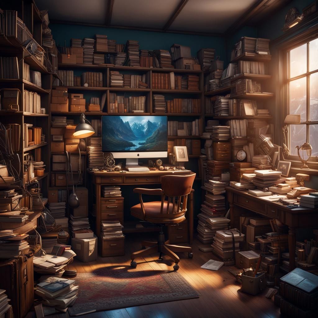 Cluttered Study: Detailed Matte Painting in Unreal Engine