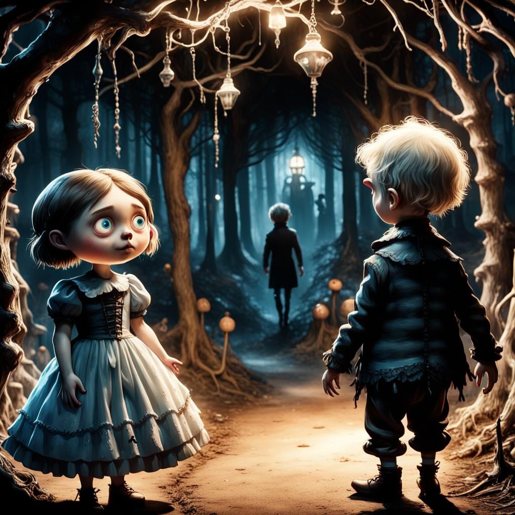 Hansel and Gretel in Tim Burton Style